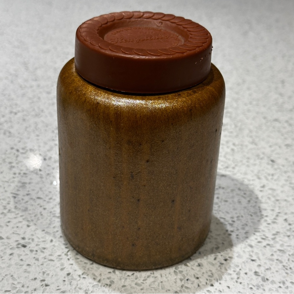 Vintage Hengstenberg Steinzeug-Topfchen German Pottery Stoneware Mustard Jar